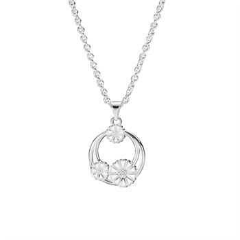 Lund Copenhagen Marguerit 925 sterling sølv Vedhæng med hvid emalje, model 9025010-H
